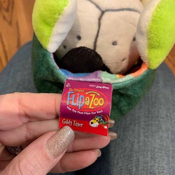 16" Plush 2 in 1 Pillow - Rainbow Tiger Transforming to Turtle - Picture 6 of 10